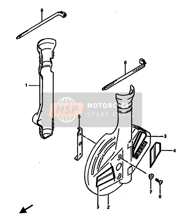 Suzuki DR600S(U) 1988 Couvercle de fourche avant pour un 1988 Suzuki DR600S(U)