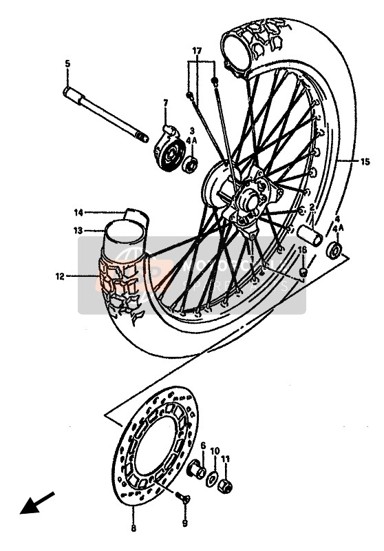 Suzuki DR600S(U) 1988 Front Wheel for a 1988 Suzuki DR600S(U)