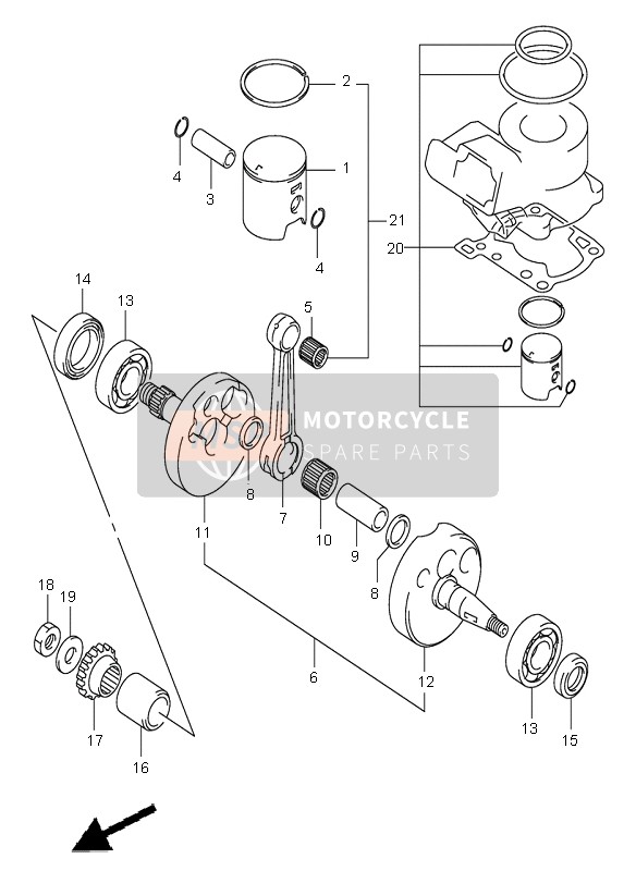 Suzuki RM85 (SW & LW) 2003 Cigüeñal para un 2003 Suzuki RM85 (SW & LW)