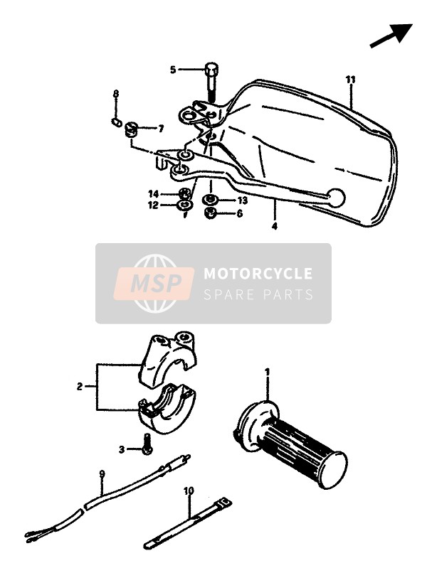 Suzuki DR600S(U) 1989 Interruptor de la manija derecha para un 1989 Suzuki DR600S(U)