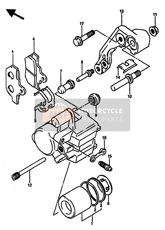 Suzuki DR600S(U) 1989 Remklauwen Voorzijde voor een 1989 Suzuki DR600S(U)