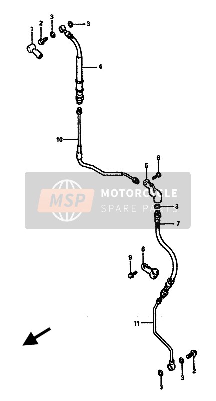 Suzuki DR600S(U) 1989 Flexible de frein avant pour un 1989 Suzuki DR600S(U)