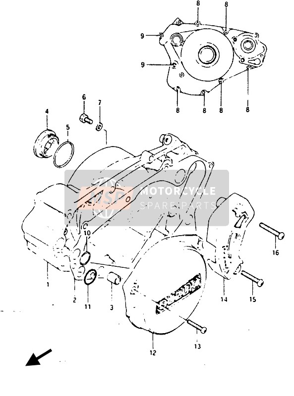 Suzuki TS125X 1986 KURBELGEHÄUSEABDECKUNG für ein 1986 Suzuki TS125X