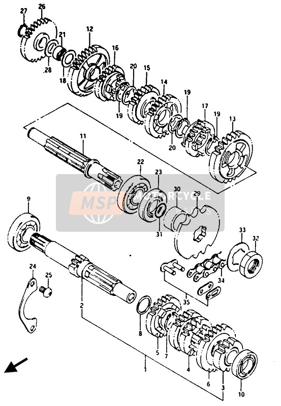 Suzuki TS125X 1986 GETRIEBE für ein 1986 Suzuki TS125X