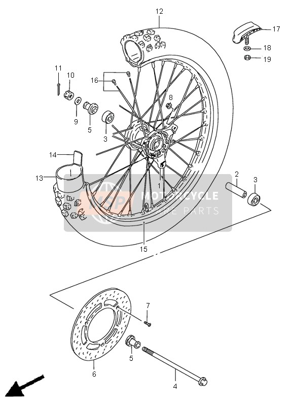 Suzuki RM85 (SW & LW) 2003 Front Wheel (LW) for a 2003 Suzuki RM85 (SW & LW)