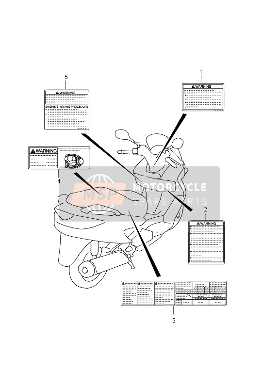 6891529F40 Label, Starting (Italian) Part Suzuki - MSP