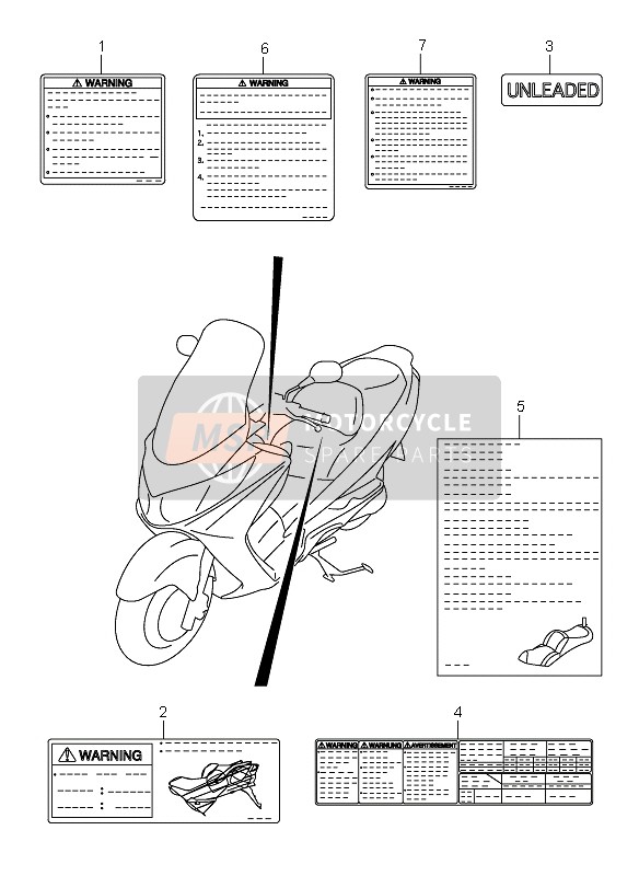 6891529F40 Label, Starting (Italian) Part Suzuki - MSP
