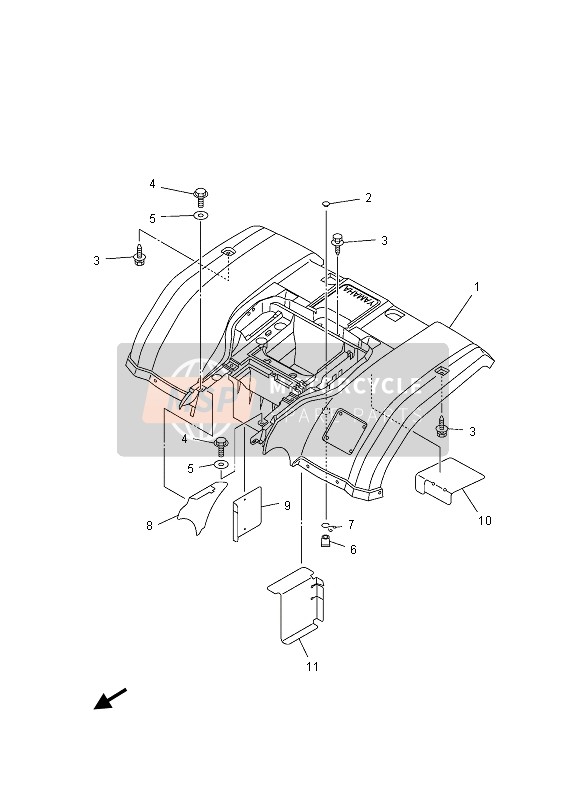 5NDF163A0200, Deckel, H. Kotflugel 1, Yamaha, 2