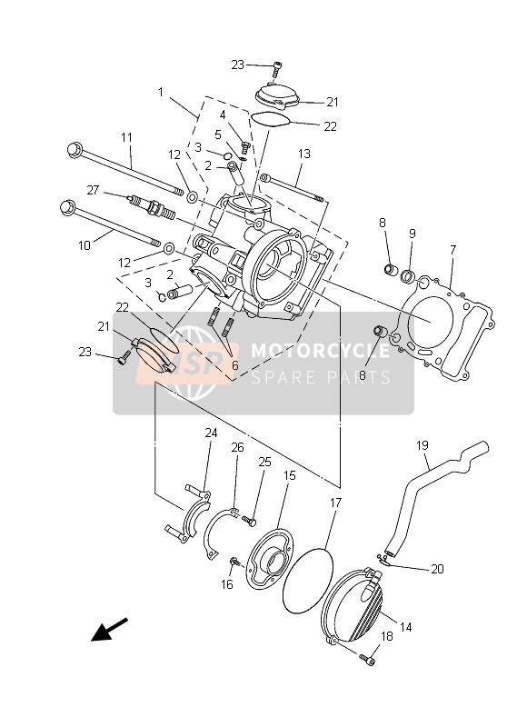 Yamaha YFM450FGPAD EPS GRIZZLY 4x4 2013 Cylinder Head for a 2013 Yamaha YFM450FGPAD EPS GRIZZLY 4x4