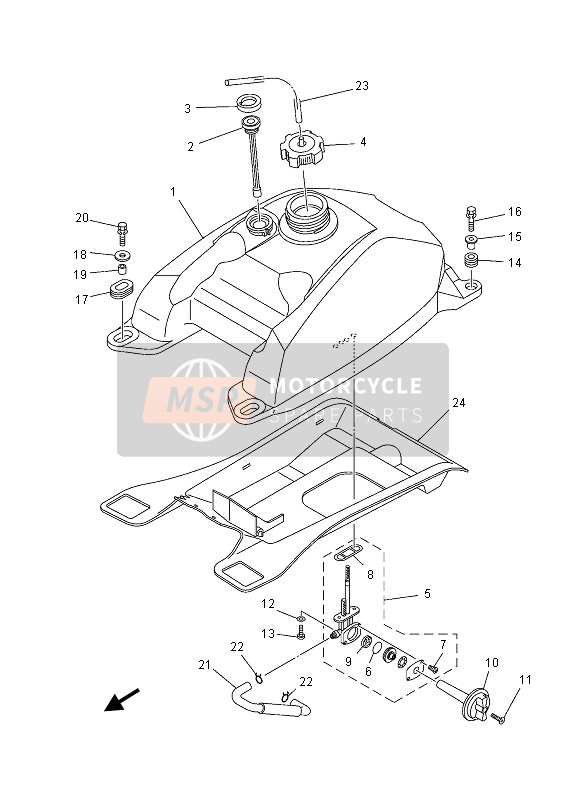 Yamaha YFM450FGPAD EPS GRIZZLY 4x4 2013 Depósito de combustible para un 2013 Yamaha YFM450FGPAD EPS GRIZZLY 4x4