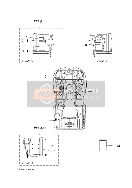 Yamaha YFM450FGPAD EPS GRIZZLY 4x4 2013 Emblème & Étiquette 2 pour un 2013 Yamaha YFM450FGPAD EPS GRIZZLY 4x4