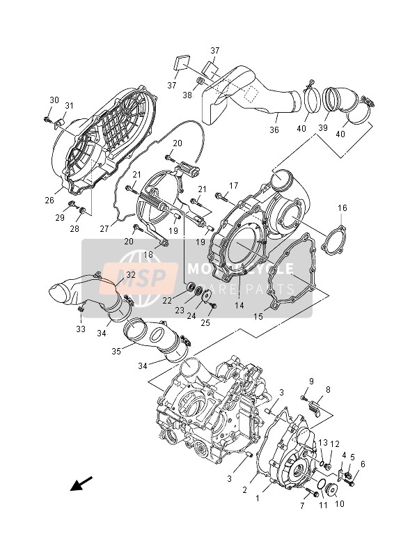 Yamaha YFM550FGD GRIZZLY 4x4 2013 Crankcase Cover 1 for a 2013 Yamaha YFM550FGD GRIZZLY 4x4