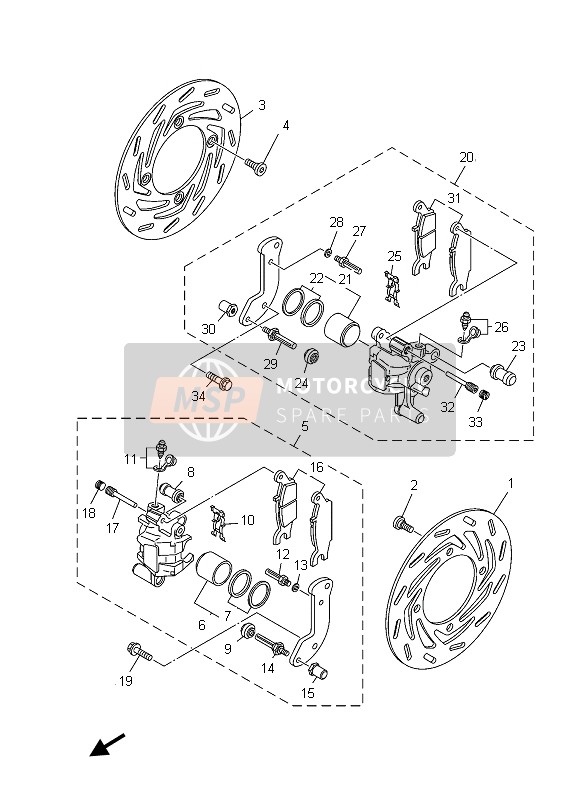 3B4W00570000, Piston Assy, Caliper, Yamaha, 1