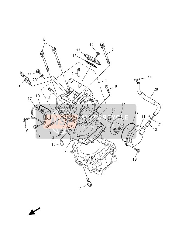 Yamaha YFM550FGPAD GRIZZLY 4x4 2013 Cylinder Head for a 2013 Yamaha YFM550FGPAD GRIZZLY 4x4