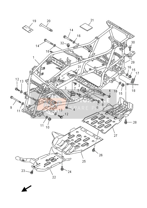 Yamaha YFM550FGPAD GRIZZLY 4x4 2013 Frame for a 2013 Yamaha YFM550FGPAD GRIZZLY 4x4