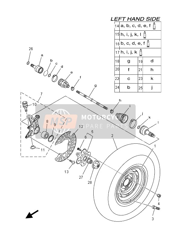 Yamaha YFM700FGD GRIZZLY 4x4 2013 Front Wheel for a 2013 Yamaha YFM700FGD GRIZZLY 4x4