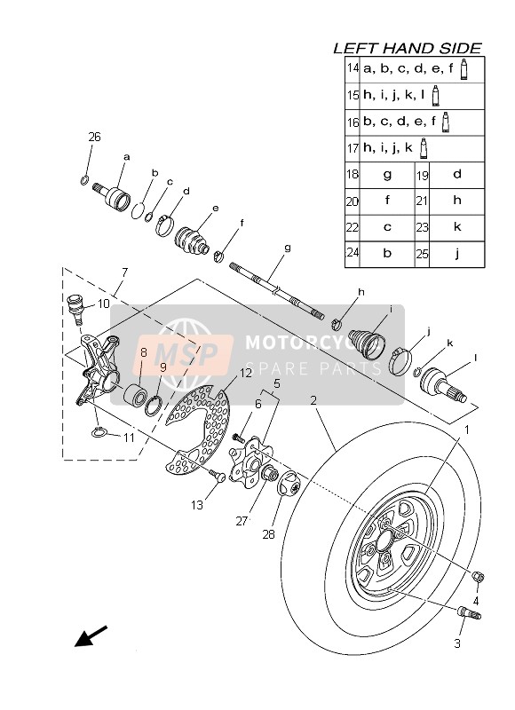 Yamaha YFM700FGPD GRIZZLY 4x4 2013 VORDERRAD für ein 2013 Yamaha YFM700FGPD GRIZZLY 4x4