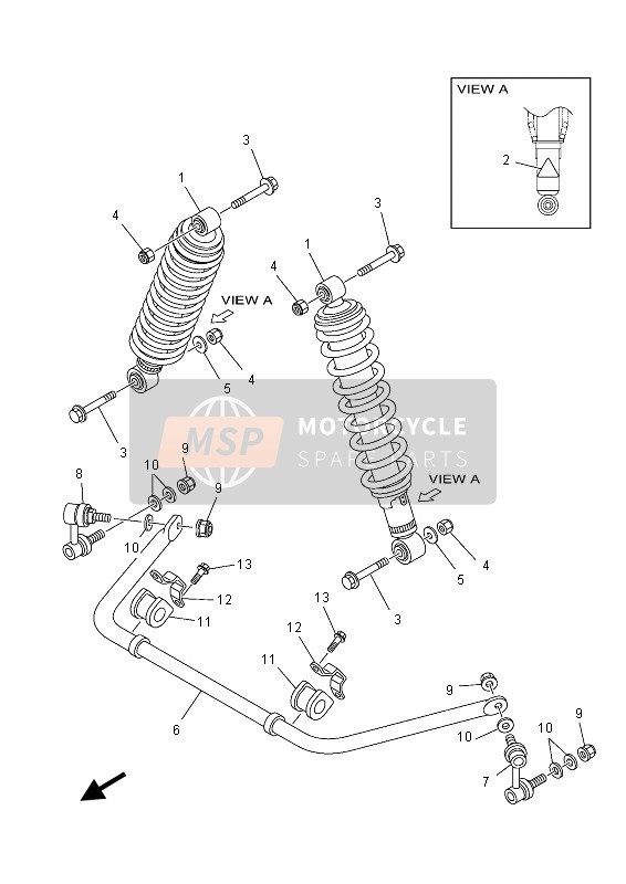 Yamaha YFM700GPD GRIZZLY 4x4 2013 Rear Suspension for a 2013 Yamaha YFM700GPD GRIZZLY 4x4