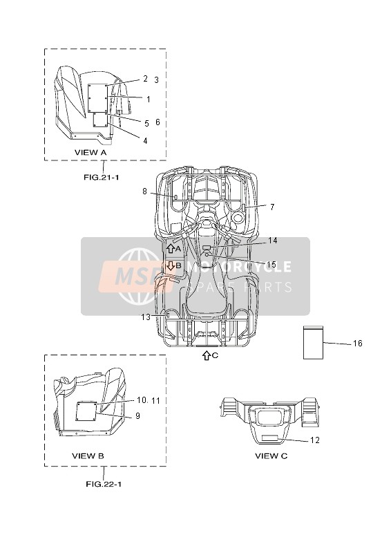 Yamaha YFM700GPD GRIZZLY 4x4 2013 Emblem & Label 1 for a 2013 Yamaha YFM700GPD GRIZZLY 4x4