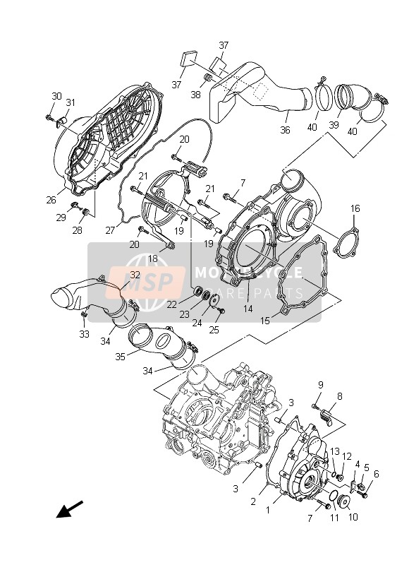 Yamaha YFM700GPHD GRIZZLY 4x4 YAMAHA BLACK 2013 Crankcase Cover 1 for a 2013 Yamaha YFM700GPHD GRIZZLY 4x4 YAMAHA BLACK