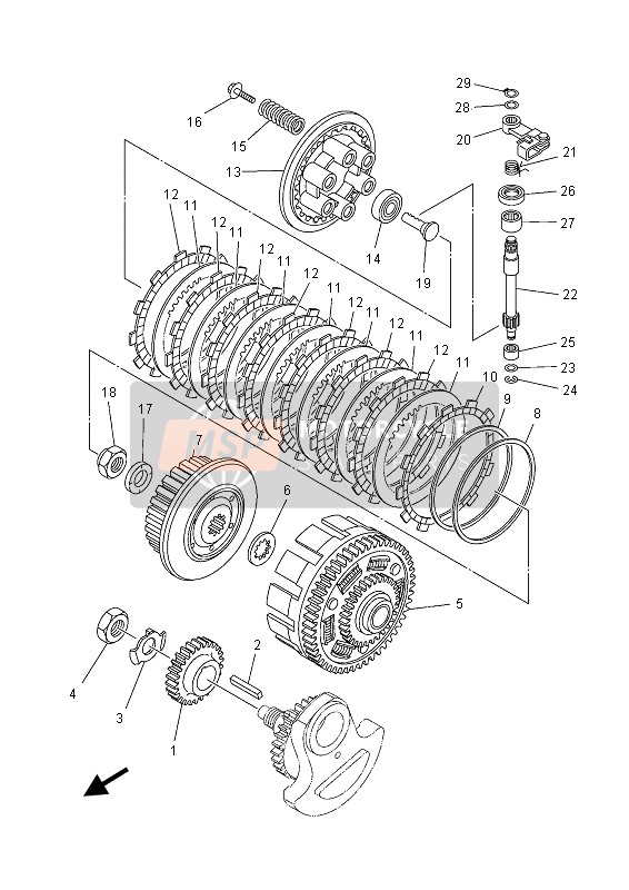 5EB163820000, Axle, Push Lever, Yamaha, 1