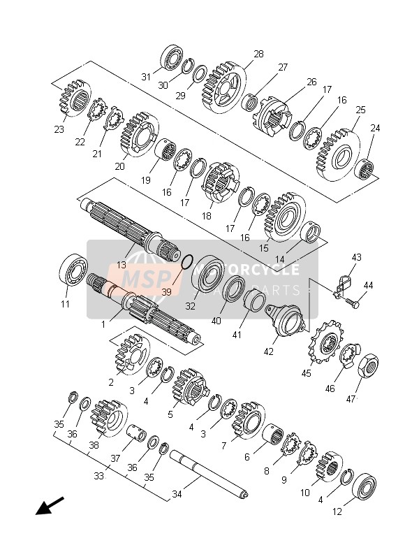 1S3174300000, Arbre Intermediaire, Yamaha, 0