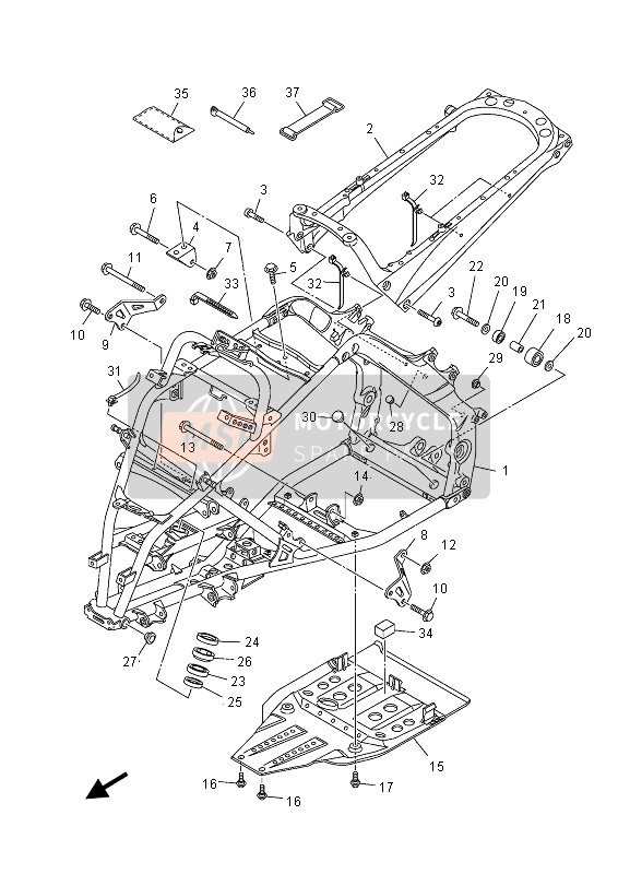 1S3211900800, Rear Frame Comp., Yamaha, 4