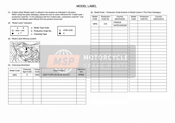 Yamaha YFZ450RD 2013 Modellabel voor een 2013 Yamaha YFZ450RD