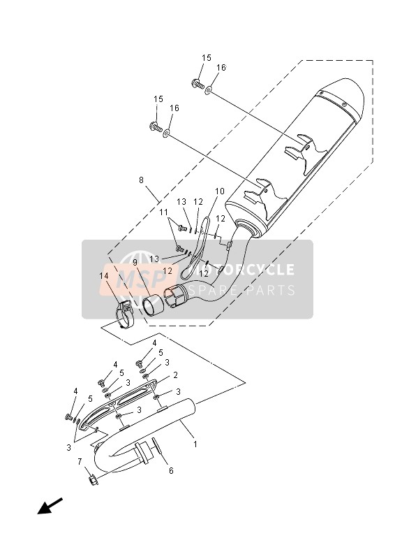 Yamaha YFZ450RD 2013 Exhaust for a 2013 Yamaha YFZ450RD