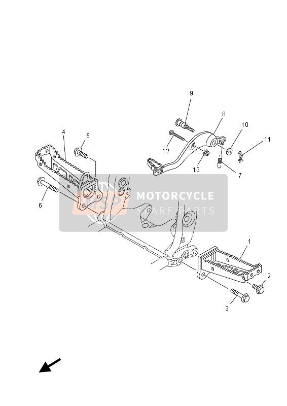 Yamaha YFZ450RD 2013 Stand & Footrest for a 2013 Yamaha YFZ450RD