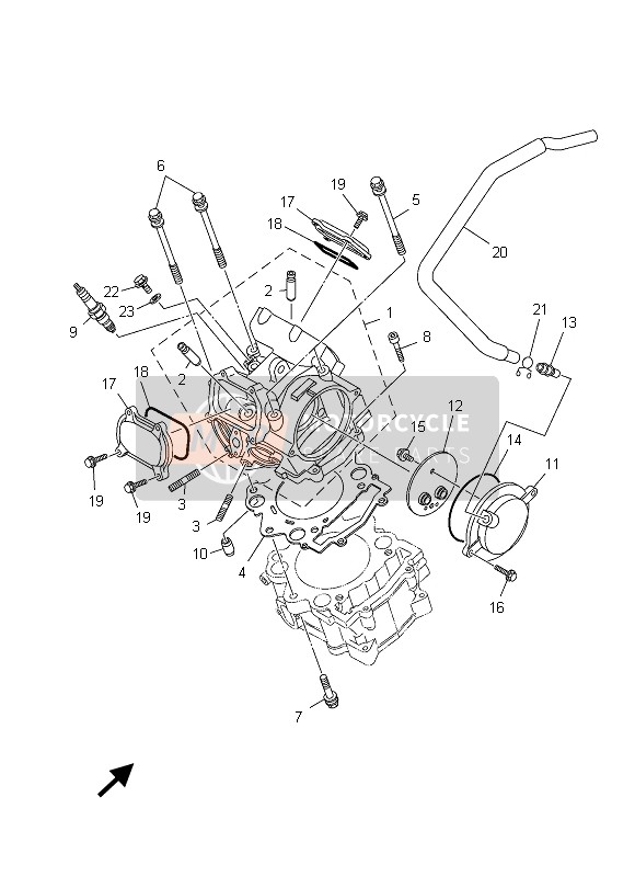 Yamaha YXR700FSPD RHINO 2013 Cylinder Head for a 2013 Yamaha YXR700FSPD RHINO