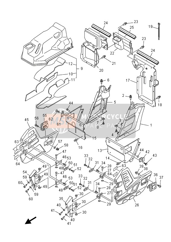 Yamaha YXR700FSPD RHINO 2013 Couvercle latéral pour un 2013 Yamaha YXR700FSPD RHINO