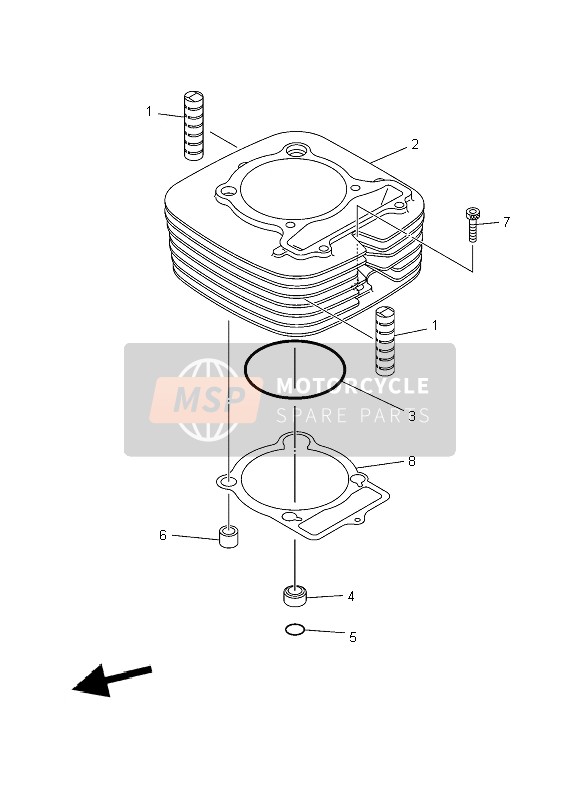 Yamaha YFM350DE GRIZZLY 2014 Cilindro per un 2014 Yamaha YFM350DE GRIZZLY