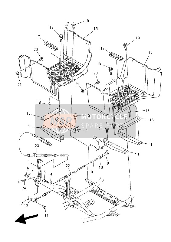 Yamaha YFM350DE GRIZZLY 2014 Stand & Footrest for a 2014 Yamaha YFM350DE GRIZZLY