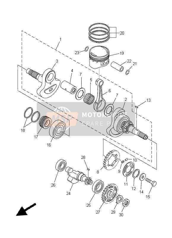 Yamaha YFM350FWA GRIZZLY 4x4 2014 Crankshaft & Piston for a 2014 Yamaha YFM350FWA GRIZZLY 4x4