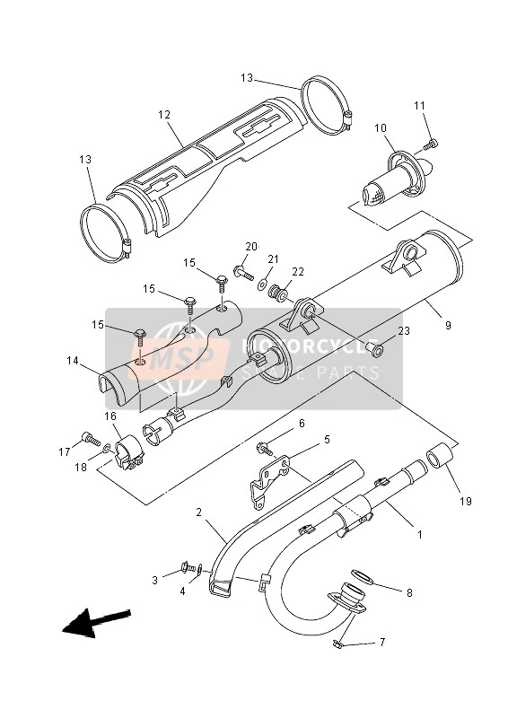 Yamaha YFM450FWA GRIZZLY 4x4 2014 Exhaust for a 2014 Yamaha YFM450FWA GRIZZLY 4x4