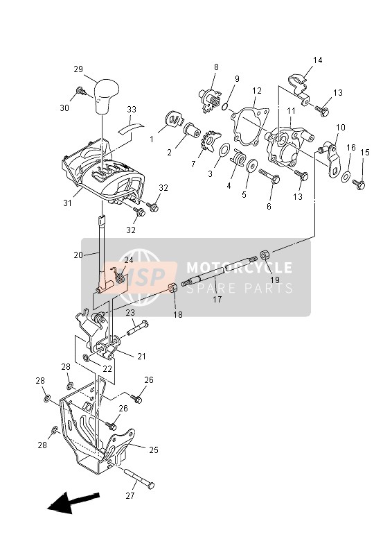 Yamaha YFM450FWA GRIZZLY 4x4 2014 Schakelas voor een 2014 Yamaha YFM450FWA GRIZZLY 4x4