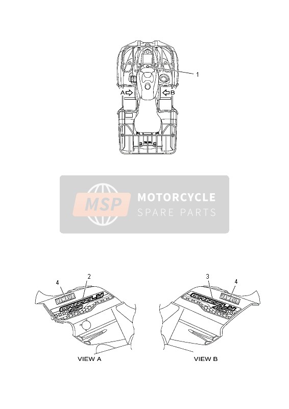 Yamaha YFM450FWA GRIZZLY 4x4 2014 Stickers voor een 2014 Yamaha YFM450FWA GRIZZLY 4x4