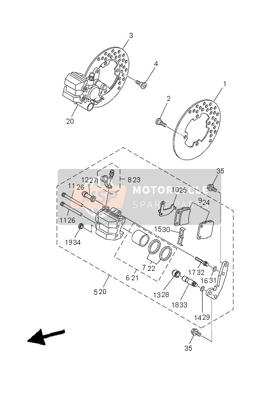 Yamaha YFM450FWAD IRS GRIZZLY 4x4 2014 Étrier de frein avant pour un 2014 Yamaha YFM450FWAD IRS GRIZZLY 4x4