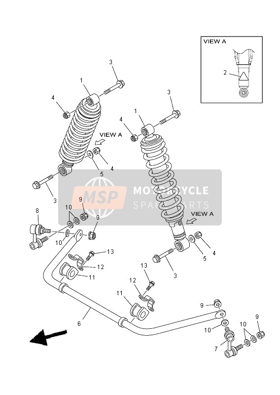 Yamaha YFM550FWA GRIZZLY 4x4 2014 Rear Suspension for a 2014 Yamaha YFM550FWA GRIZZLY 4x4