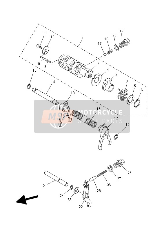 Yamaha YFM550FWAD GRIZZLY 4x4 2014 Shift Cam & Fourchette pour un 2014 Yamaha YFM550FWAD GRIZZLY 4x4