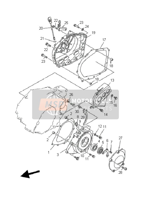 3GD154610000, Dichtung, Kurbelgehausedeck, Yamaha, 1