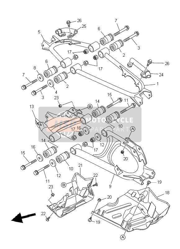 Yamaha YFM550FWAD GRIZZLY 4x4 2014 Bras arrière pour un 2014 Yamaha YFM550FWAD GRIZZLY 4x4