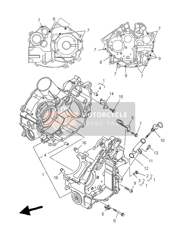 Yamaha YFM550FWAD GRIZZLY 4x4 YAMAHA BLACK 2014 Crankcase for a 2014 Yamaha YFM550FWAD GRIZZLY 4x4 YAMAHA BLACK