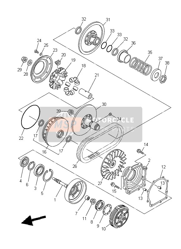 Yamaha YFM550FWAD GRIZZLY 4x4 YAMAHA BLACK 2014 Frizione per un 2014 Yamaha YFM550FWAD GRIZZLY 4x4 YAMAHA BLACK