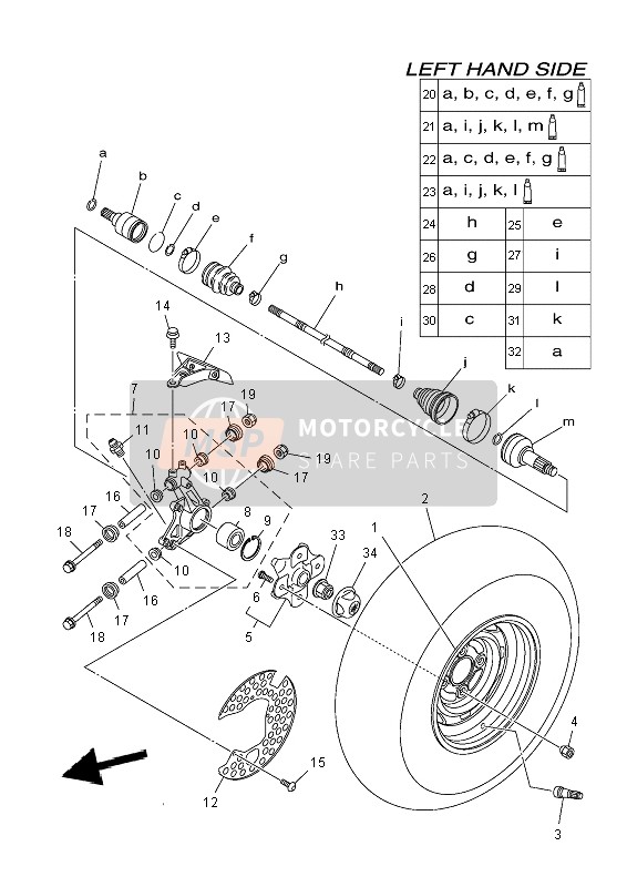 Yamaha YFM700FWA GRIZZLY 4x4 2014 Roue arrière pour un 2014 Yamaha YFM700FWA GRIZZLY 4x4