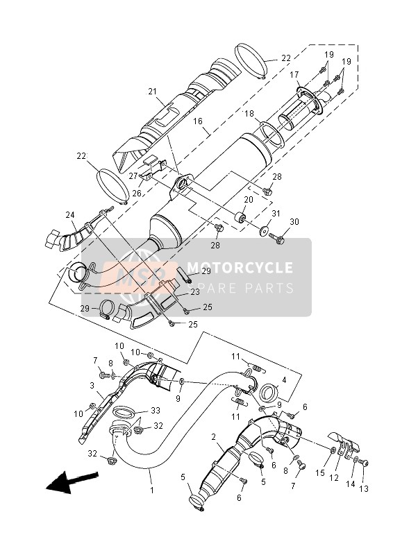 Yamaha YFM700FWAD GRIZZLY 4x4 2014 Exhaust for a 2014 Yamaha YFM700FWAD GRIZZLY 4x4