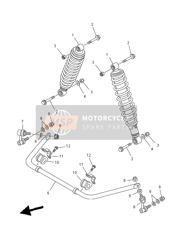 Yamaha YFM700FWAD GRIZZLY 4x4 2014 Suspension arrière pour un 2014 Yamaha YFM700FWAD GRIZZLY 4x4