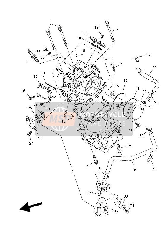 Yamaha YFM700FWAD (DPBSE) GRIZZLY 4x4 2014 Cylinder Head for a 2014 Yamaha YFM700FWAD (DPBSE) GRIZZLY 4x4