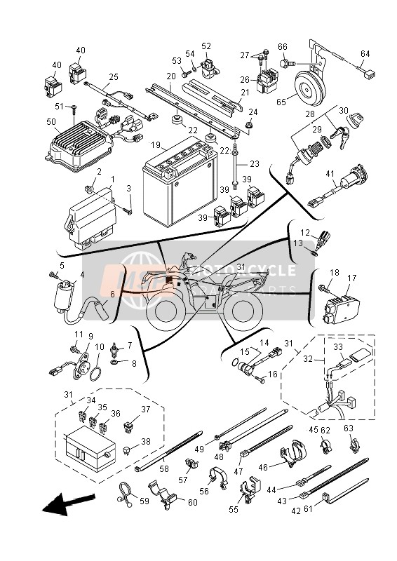 Yamaha YFM700FWAD (DPBSE) GRIZZLY 4x4 2014 Eléctrico 1 para un 2014 Yamaha YFM700FWAD (DPBSE) GRIZZLY 4x4